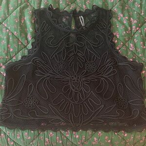Anthropologie Elegant Black Lace Sleeveless Top